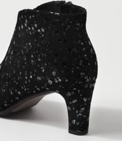 Templess Black Sparkle Suede Ankle Boots