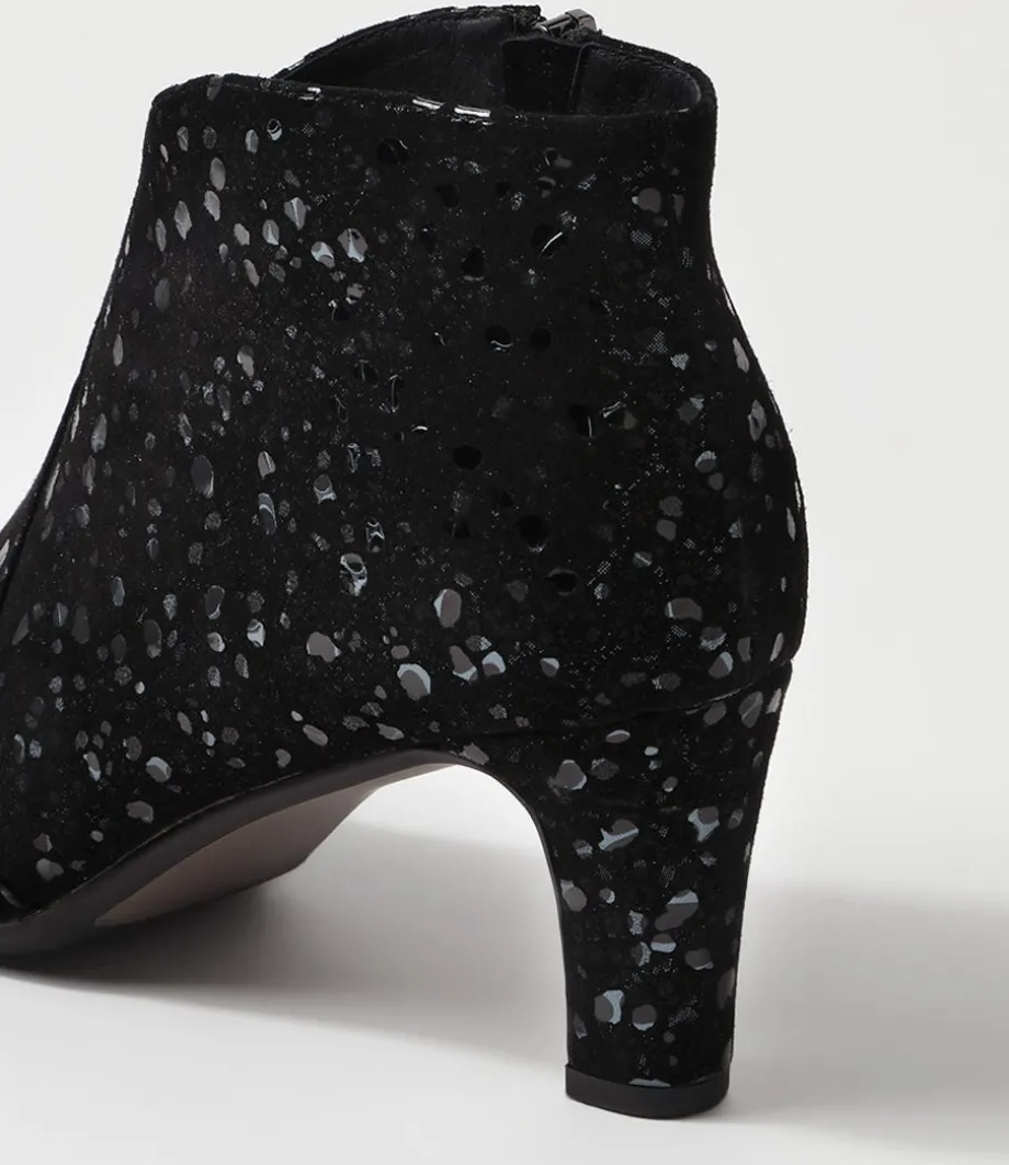 Templess Black Sparkle Suede Ankle Boots