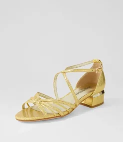 Tenna Gold Glam Leather Sandals