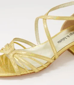 Tenna Gold Glam Leather Sandals