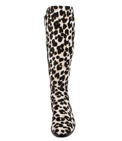 Tetley White Black Leather Knee High Boots