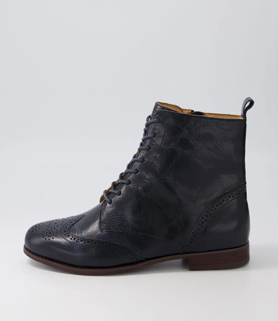 Thron Xf Navy Leather Ankle Boots