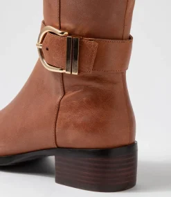 Tissy Cognac Leather Knee High Boots
