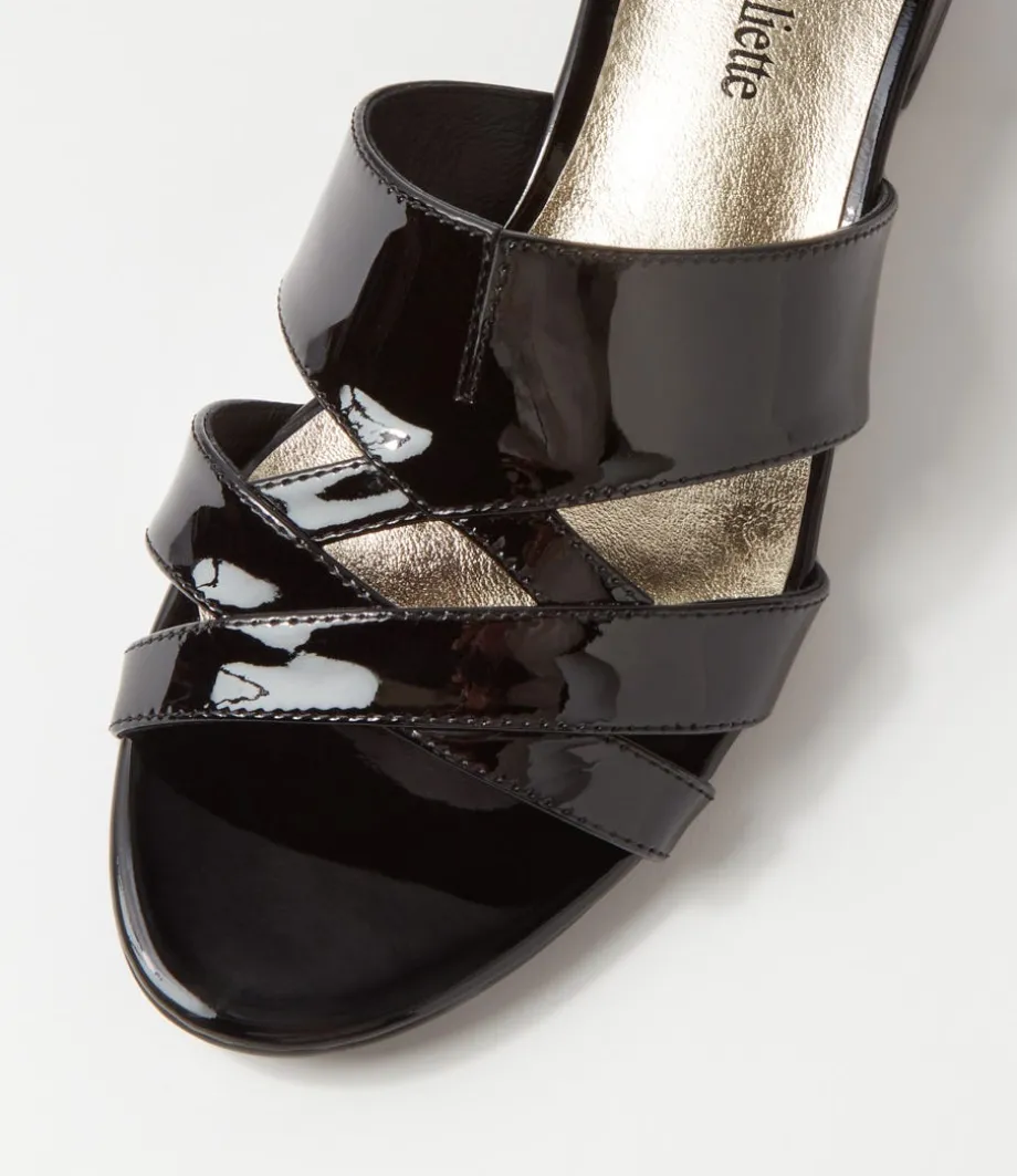 Tizza Black Patent Leather Sandals