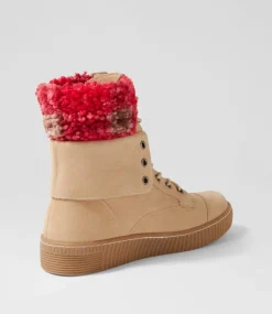 Tombi Almond Multi Nubuck Fabric Lace Up Boots