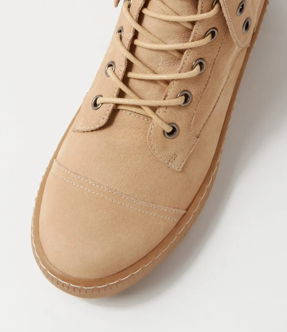 Tombi Almond Multi Nubuck Fabric Lace Up Boots