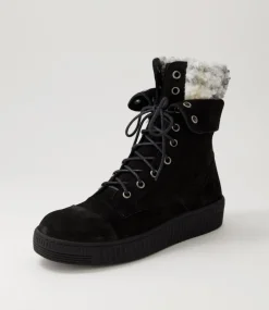 Tombi Black Grey Multi Nubuck Lace Up Boots