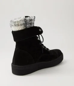 Tombi Black Grey Multi Nubuck Lace Up Boots