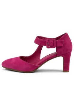 Trinities Dark Fuchsia Suede Heels
