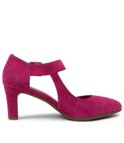 Trinities Dark Fuchsia Suede Heels
