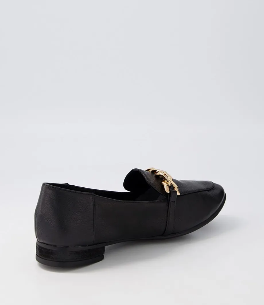 Tucker Black Gold Leather Flat Shoes