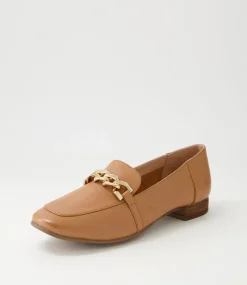 Tucker Dark Tan Gold Leather Flat Shoes