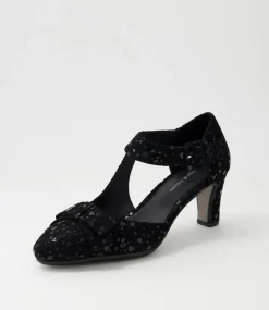 Tunis Black Sparkle Suede Mary Jane Heels