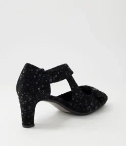 Tunis Black Sparkle Suede Mary Jane Heels