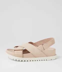 Ubari Nude White Leather Sandals