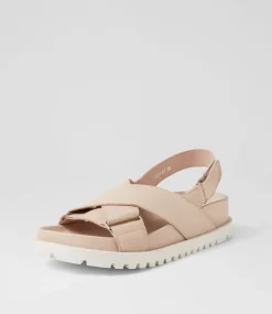 Ubari Nude White Leather Sandals