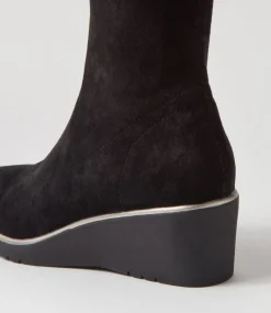 Uber Black Stretch Microsuede Knee High Boots