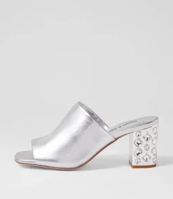 Ublue Silver Leather Mules