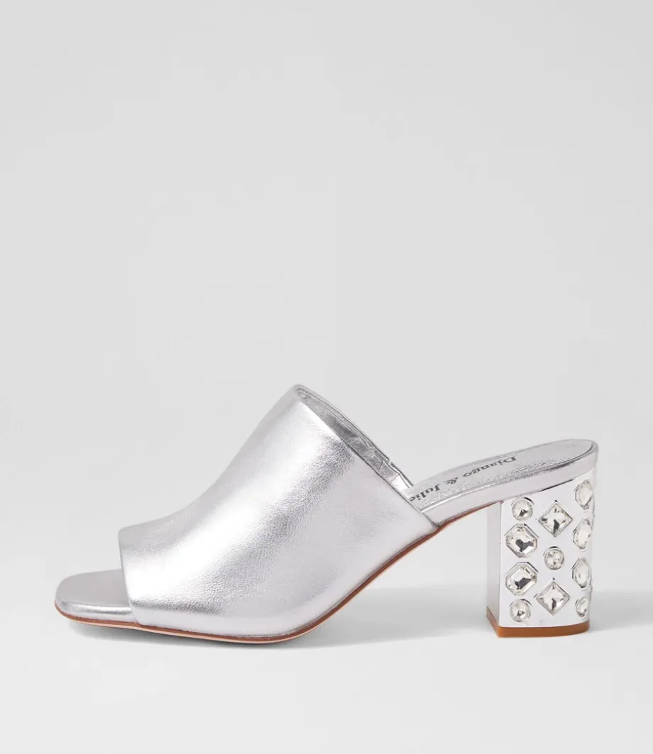 Ublue Silver Leather Mules