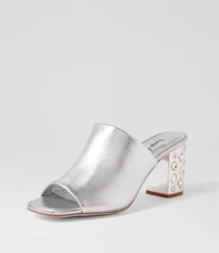 Ublue Silver Leather Mules