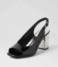 Udeem Black Patent Leather Sandals
