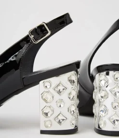 Udeem Black Patent Leather Sandals