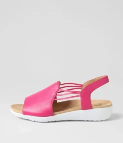 Udhays W Fuchsia Leather Elastic Sandals