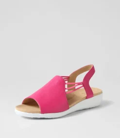 Udhays W Fuchsia Leather Elastic Sandals
