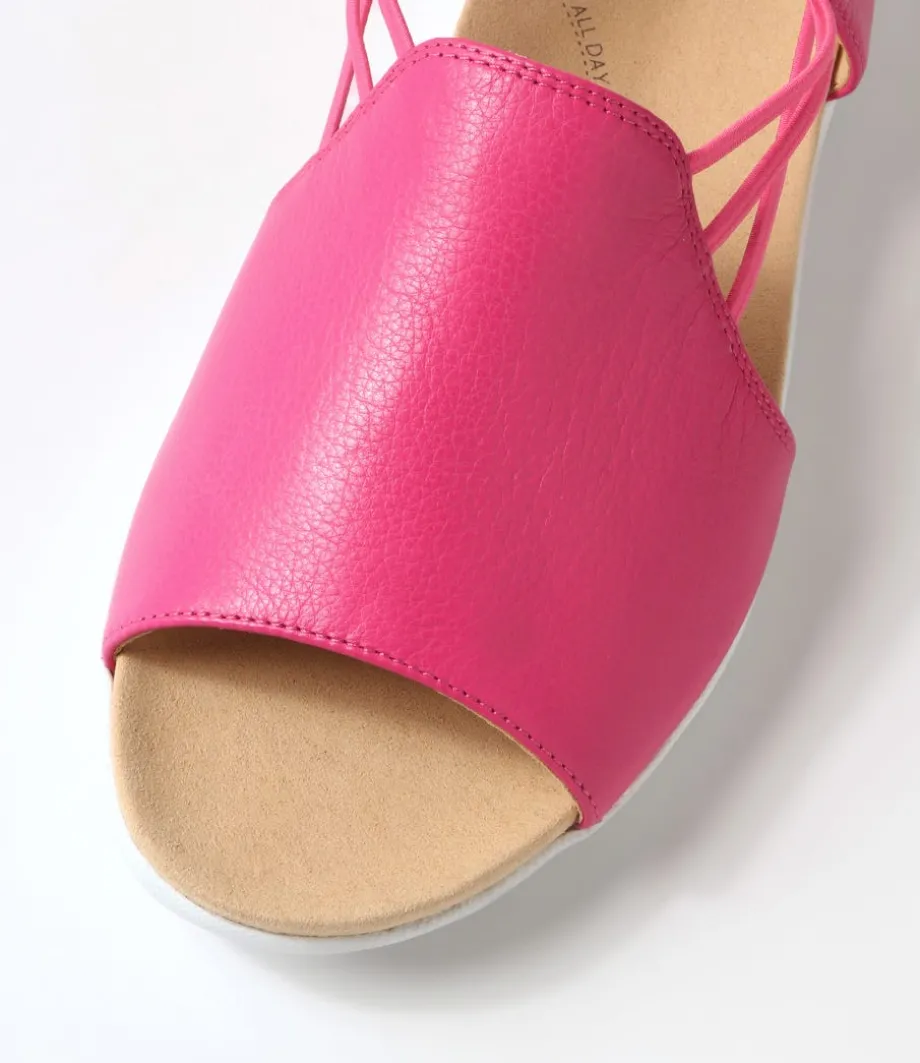 Udhays W Fuchsia Leather Elastic Sandals