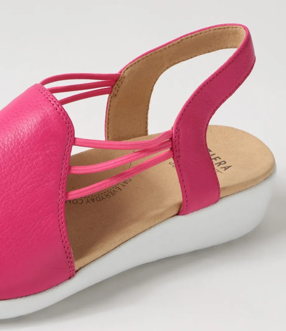 Udhays W Fuchsia Leather Elastic Sandals