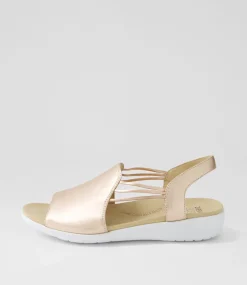 Udhays W Pale Rose Gold Leather Elastic Sandals
