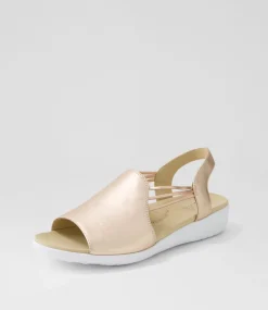 Udhays W Pale Rose Gold Leather Elastic Sandals