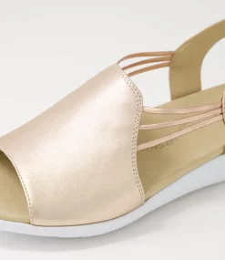Udhays W Pale Rose Gold Leather Elastic Sandals