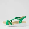 Ulover W Bright Emerald Leather Elastic Sandals