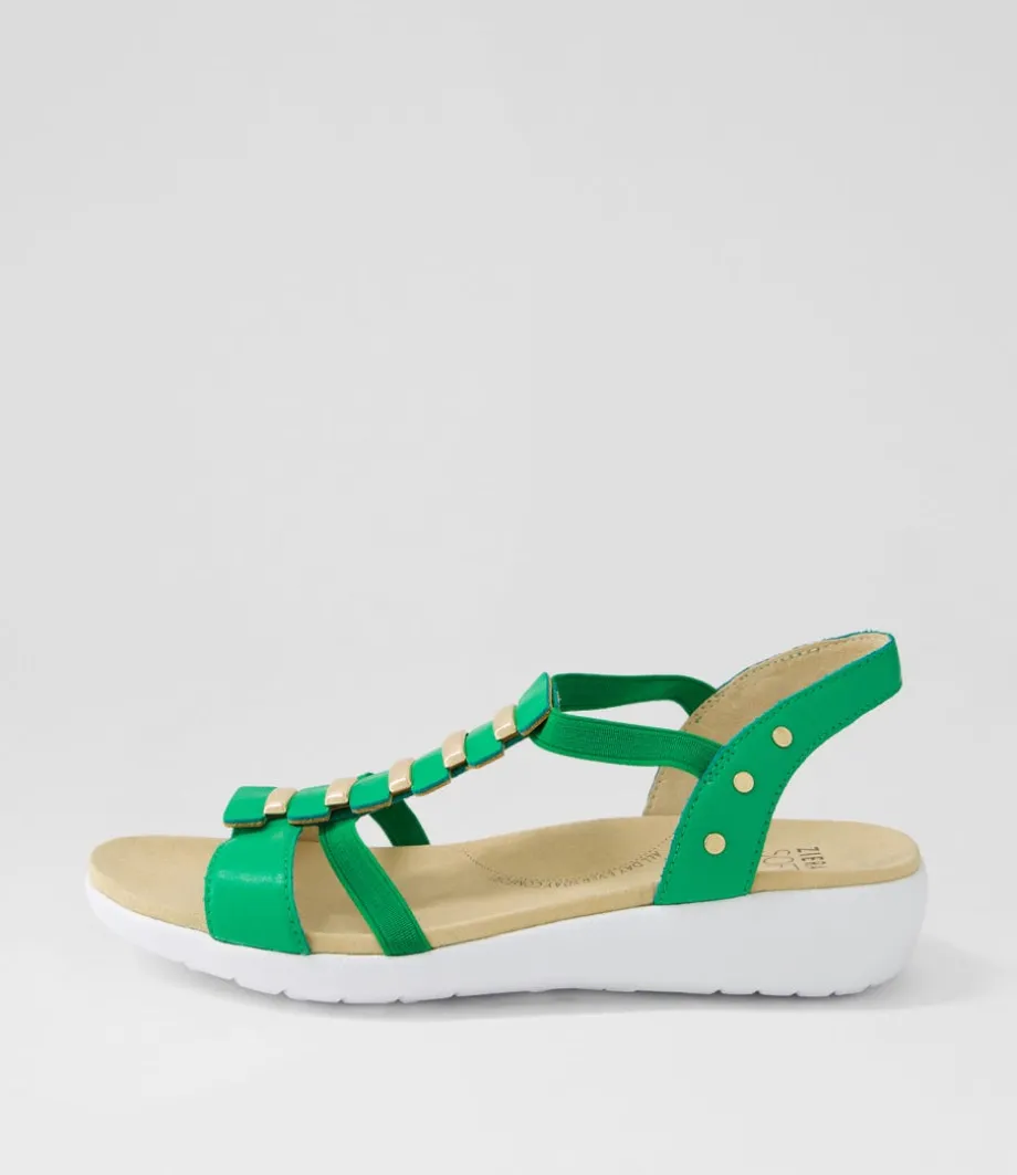 Ulover W Bright Emerald Leather Elastic Sandals