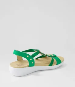 Ulover W Bright Emerald Leather Elastic Sandals