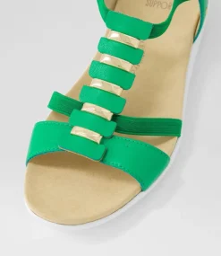 Ulover W Bright Emerald Leather Elastic Sandals