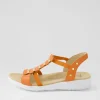 Ulover W Bright Orange Leather Elastic Sandals