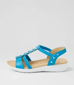 Ulover W Turquoise Leather Elastic Sandals