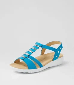 Ulover W Turquoise Leather Elastic Sandals