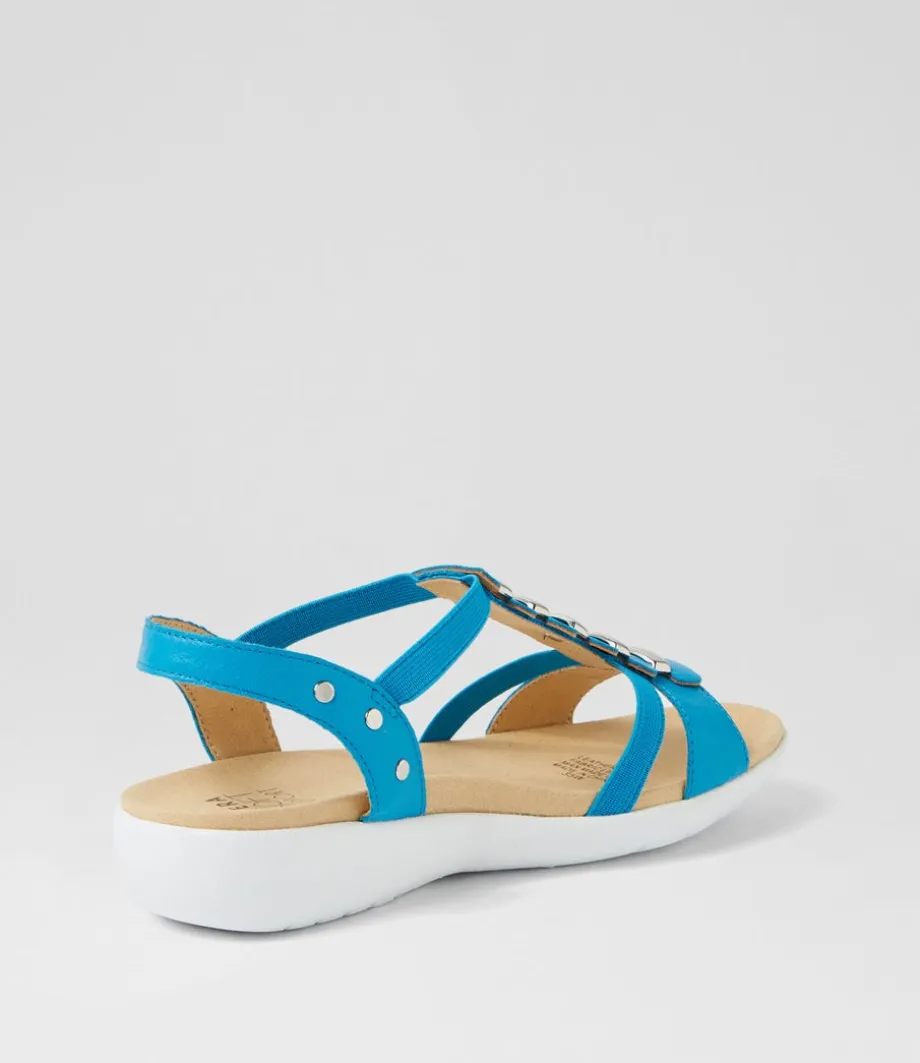 Ulover W Turquoise Leather Elastic Sandals