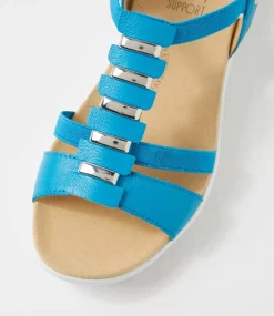 Ulover W Turquoise Leather Elastic Sandals