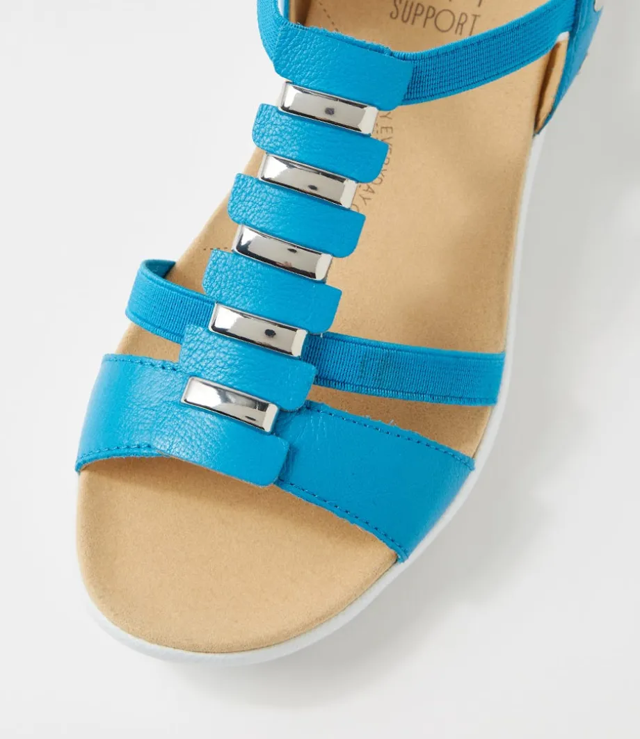 Ulover W Turquoise Leather Elastic Sandals