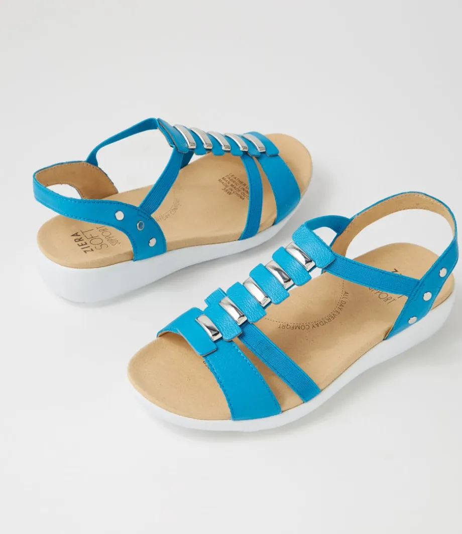 Ulover W Turquoise Leather Elastic Sandals