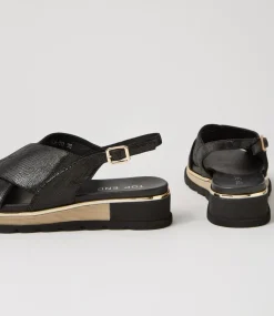 Ulrika Black Lizard Leather Sandals