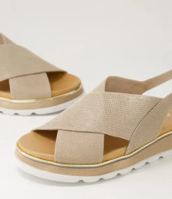Ulrika Taupe Lizard Leather Sandals