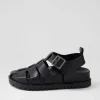 Ulycia Black Leather Sandals