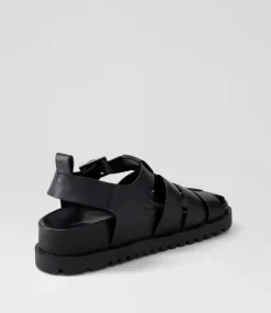 Ulycia Black Leather Sandals