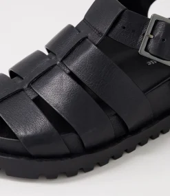 Ulycia Black Leather Sandals
