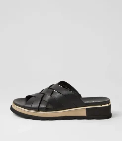 Ulysza Black Leather Slides